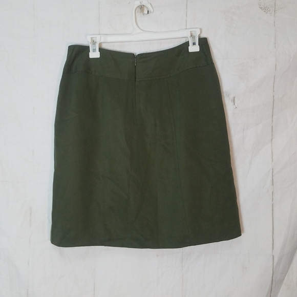 Cass Olive Green Faux Button-Front Skirt - Picture 2 of 10